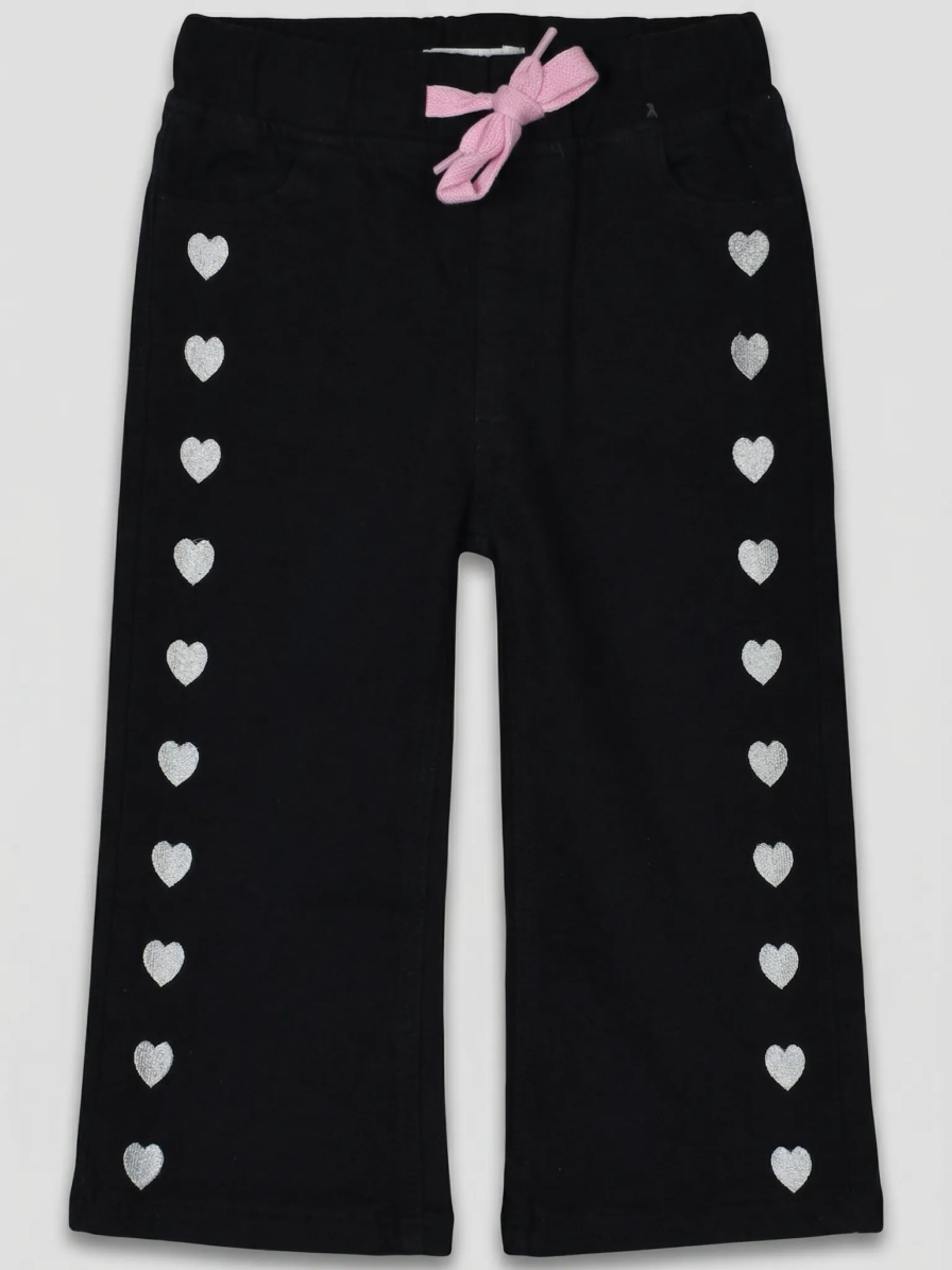 Black heart glitter jeans for girls by Level Apparels Pakistan