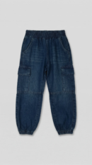 Blue baggy cargo jeans for girls by Level Apparels Pakistan