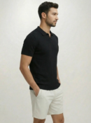 Cream cable knit polo shirt for men by Level Apparels Pakistan