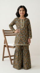 Floral print kurta palazzo for girls by Level Apparels Pakistan