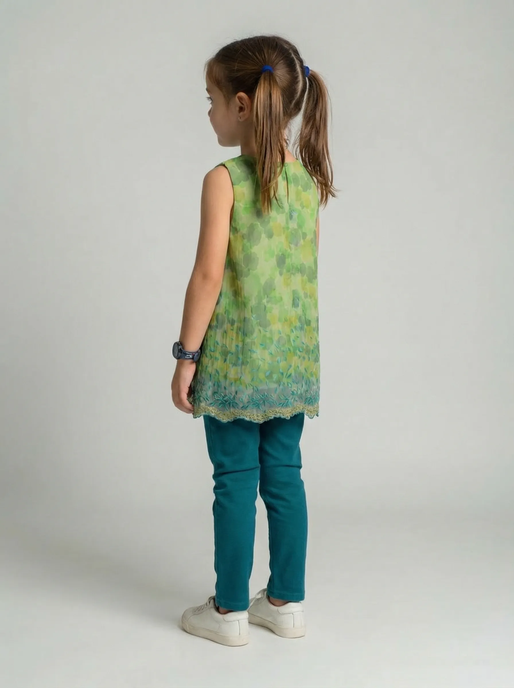 Golden lace net frock for girls by Level Apparels Pakistan