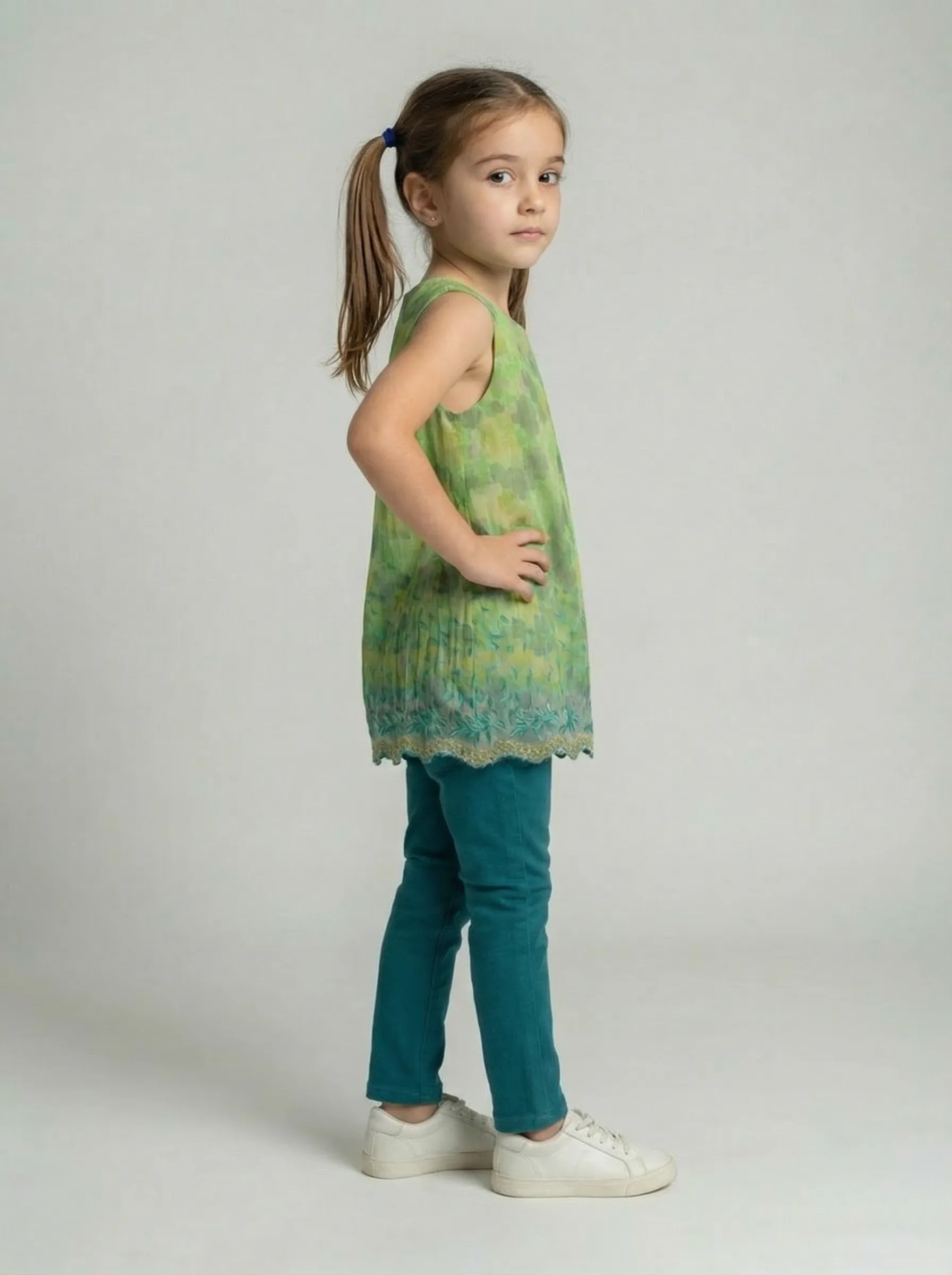 Golden lace net frock for girls by Level Apparels Pakistan