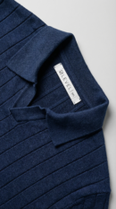 Navy wide ribbed polo shirt for men by Level Apparels Pakistan